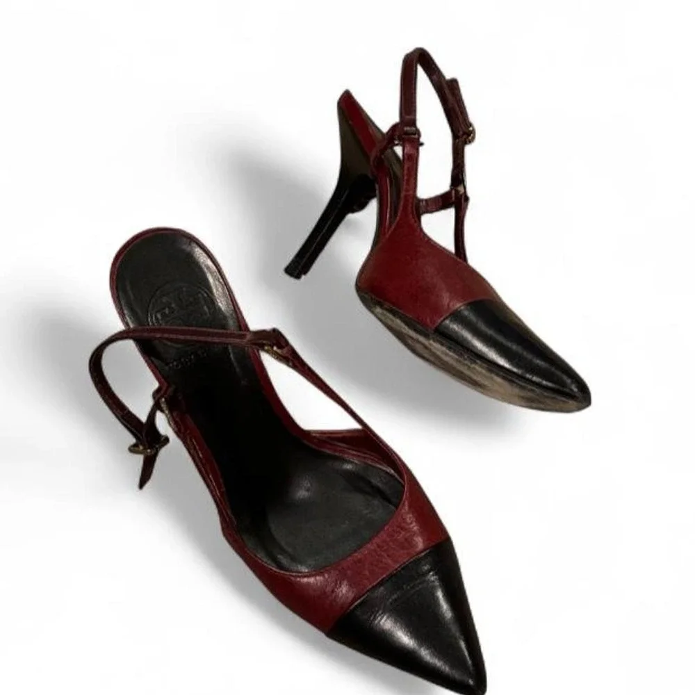 Tory Burch Burgundy Slingback Heels